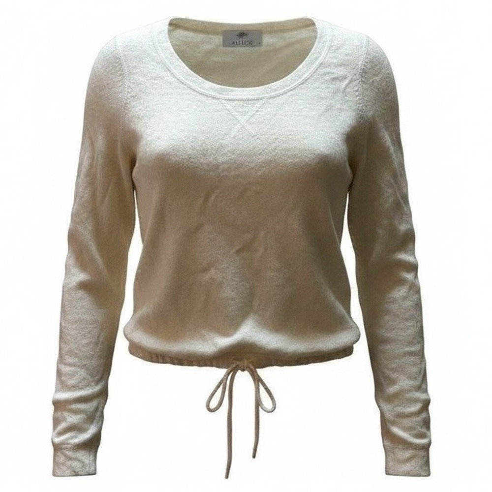 Allude Cashmere Sweater Women XS Cream Drawstring Minimal Quiet Luxury Capsule